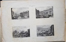 1 feuille avec 4 lithos de Venise 19è
