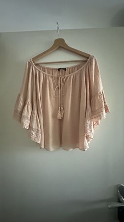 Zara Boho Bluse Altrosa Gr. L Off Shoulder Sommer