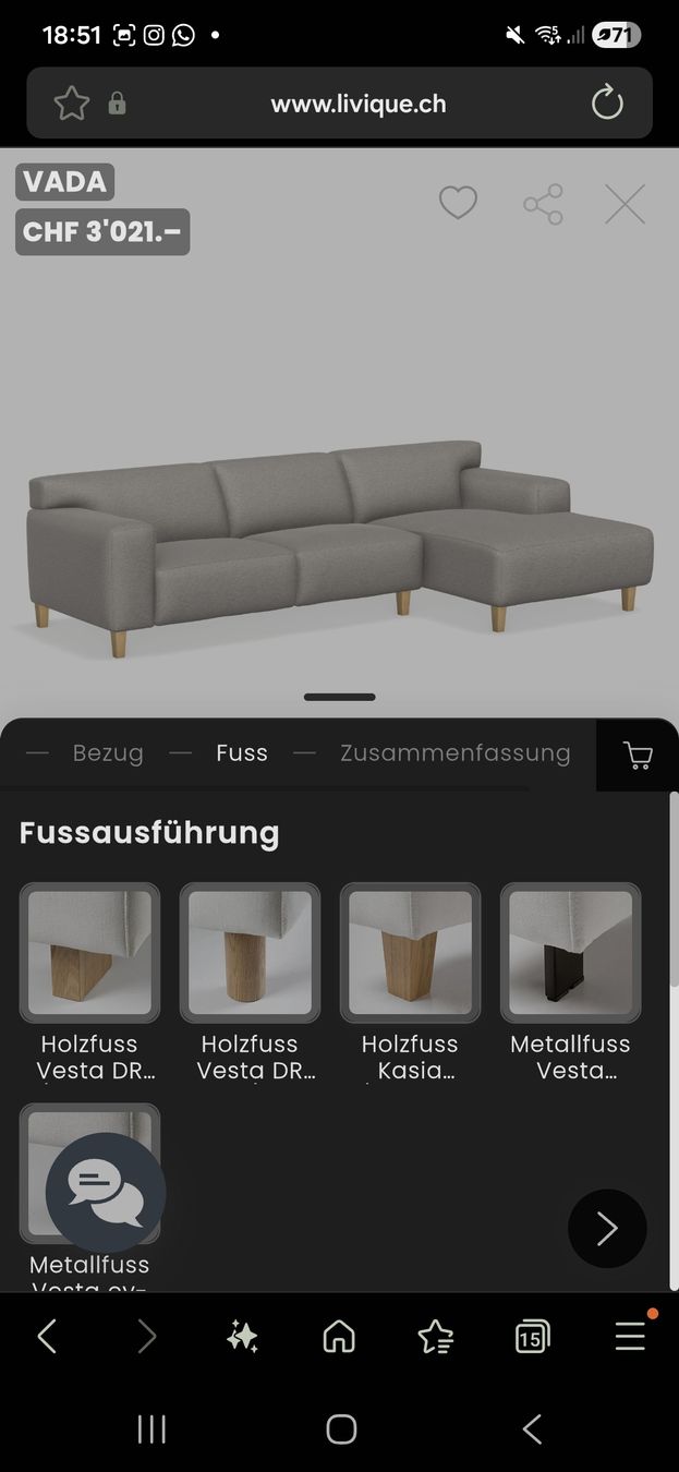 Sofas: Ecksofa Vada beige mit passender Holzablage /Holzfüsse Eiche – Neu (gemäss Beschreibung) aus Nendeln von Zopfie_ 5