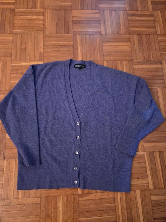 NEW - Cardigan Jones New York cashmere blu genziana tg XL (Nuovo e nell ...