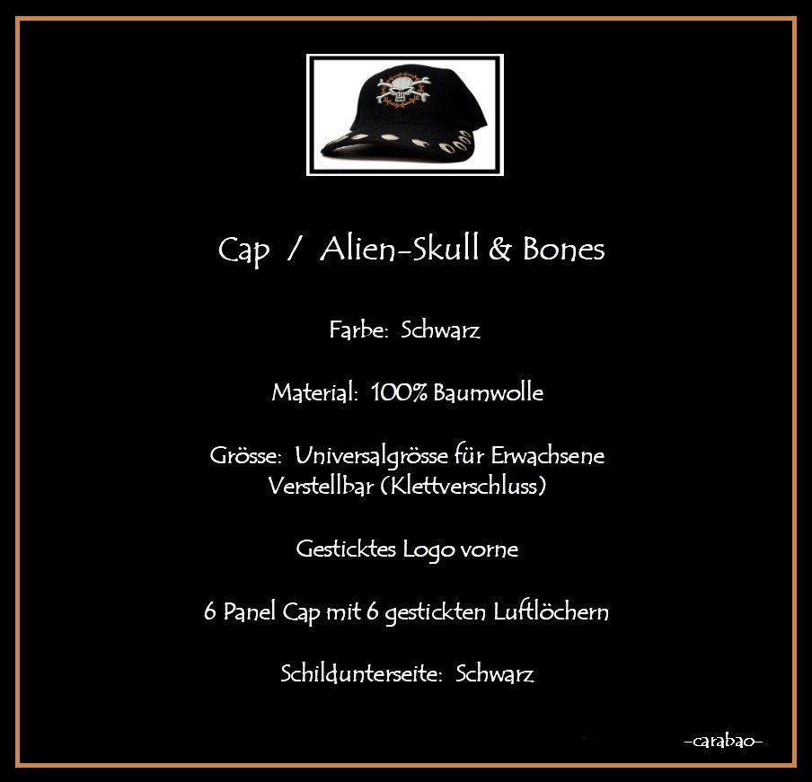 Copricapi, berretti & cappellini: Cap Snapback *Alien-Skull N' Bones* / Universalgrösse – Nuovo (secondo la descrizione) da Winterthur venduto da --carabao-- 6