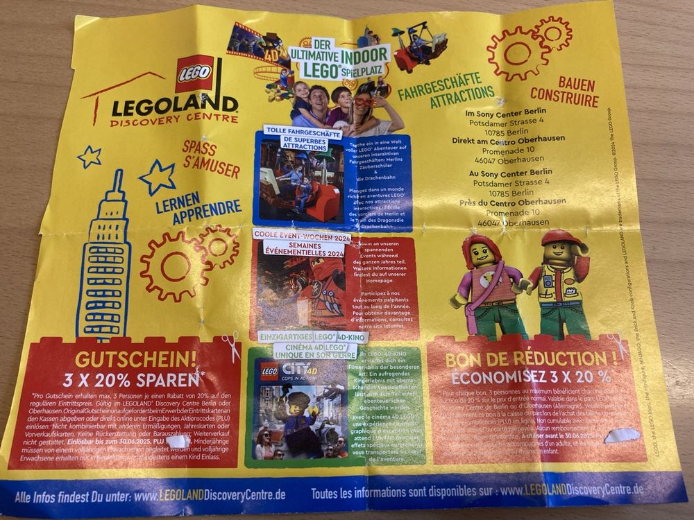 GUTSCHEIN für 2x freien Legoland Kinder eintritt Kaufen auf Ricardo