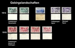 Gebirgslandschaften, 1914 & 1918, schönes Markenset