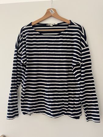 Damen Langarmshirt gestreift blau/weiss 