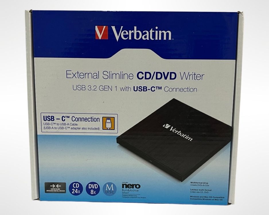 VERBATIM Externer Slimline CD/DVD-Brenner (Neu (gemäss Beschreibung ...