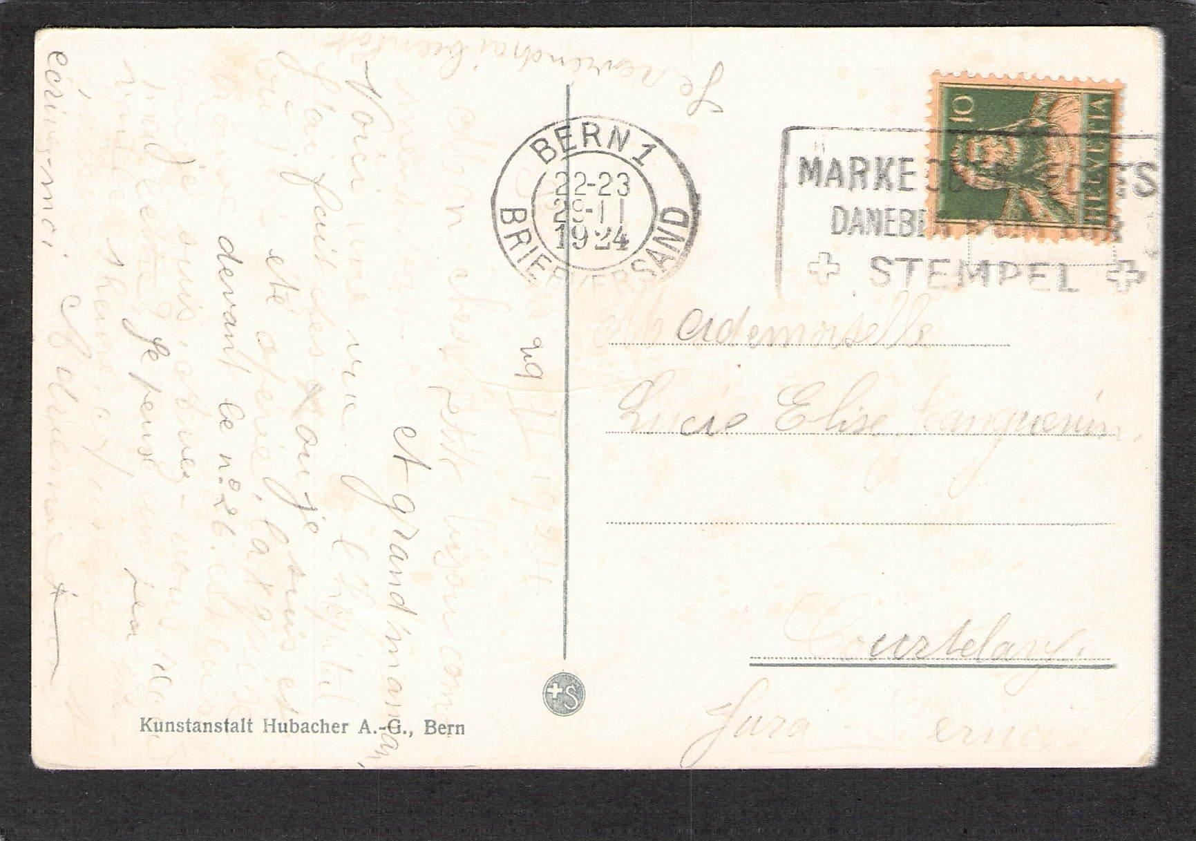 Cartoline postali: AK, Inselspital Bern  , 1924 – Usato da Reichenburg venduto da Pipo-67 1