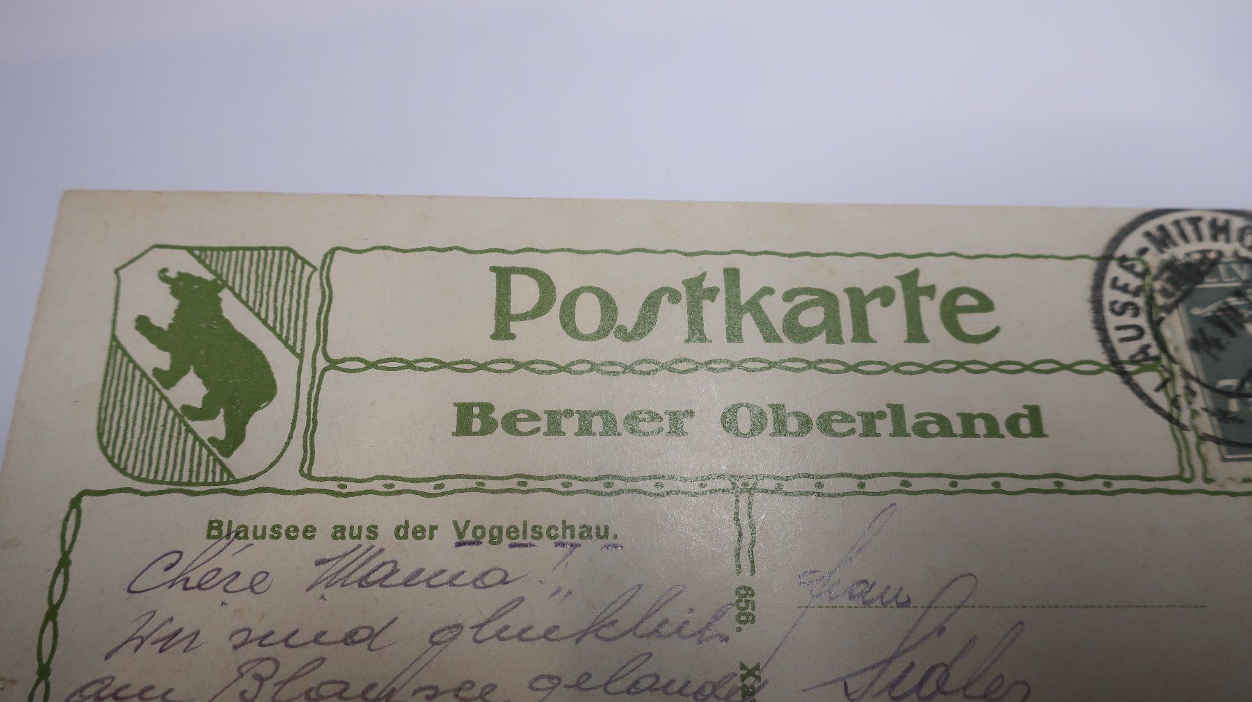 Cartoline postali: Blausee aus der Vogelschau  1919 – Usato da Cormoret venduto da Pascalll2001 3