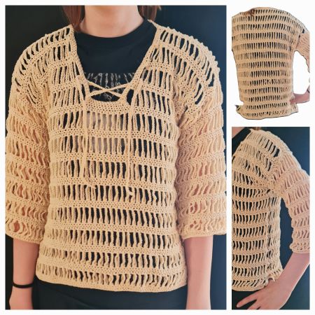 selbst gehäkelter Pulli Grösse M