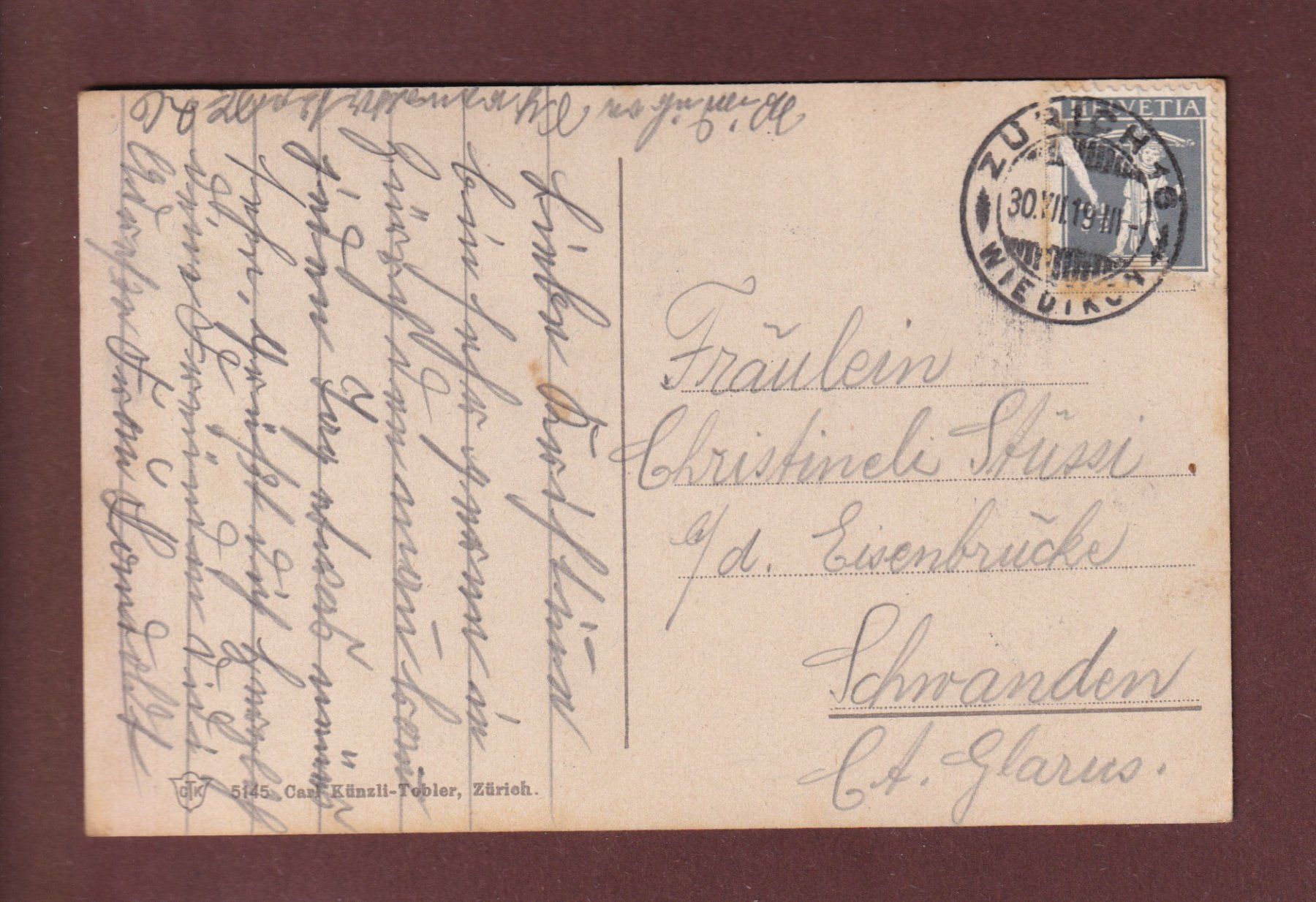 Ansichtskarten: ZÜRICH - Tonhalle - 1919 – Gebraucht aus Pully von nicecards 1