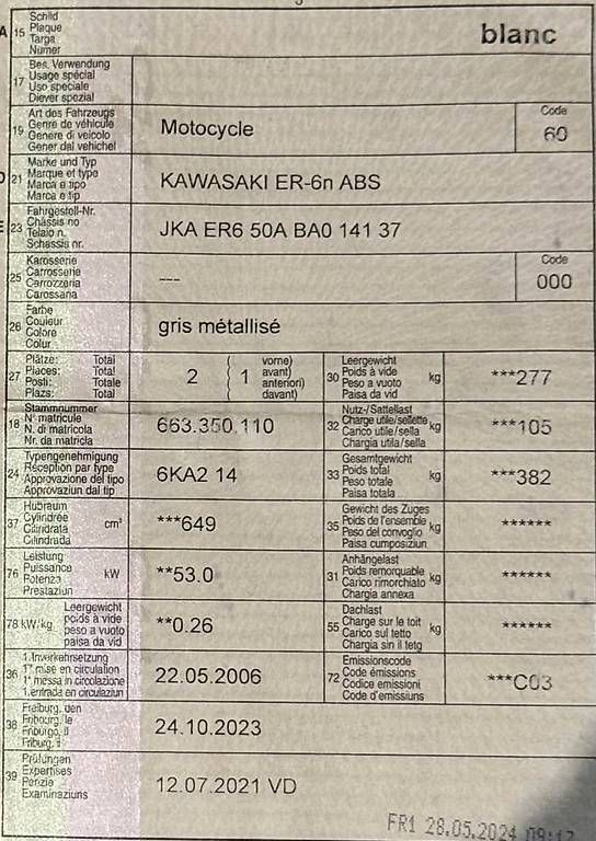 Route: Kawasaki ER-6n ABS – D'occasion à Corpataux par bulliardj 4