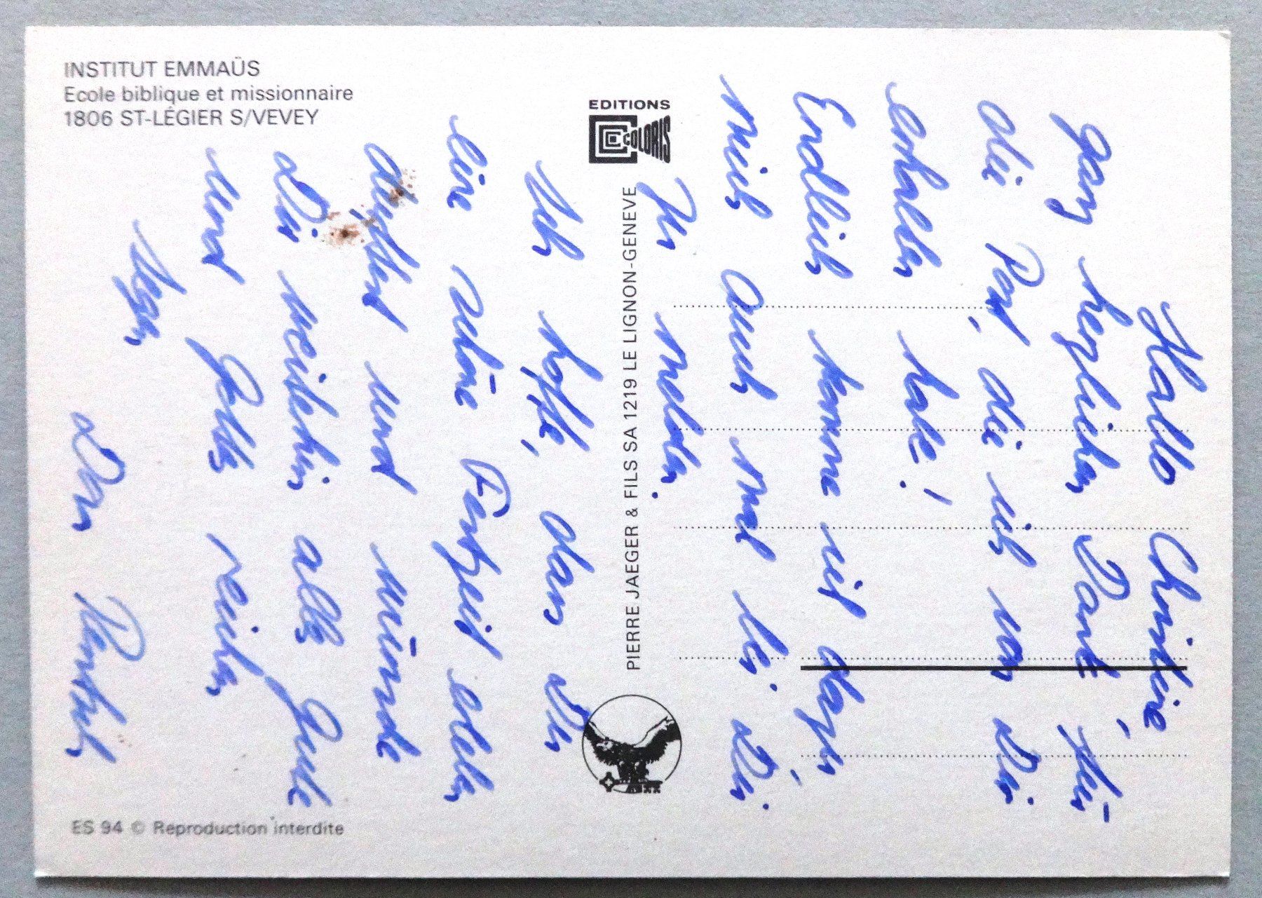 Cartoline postali: Institut Emmaüs, St-Légier s/Vevey – Usato da Fétigny venduto da Billy2miny 1