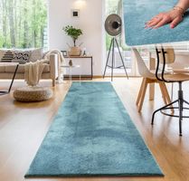 SONDERPREIS 💎 Teppich Super Soft BLAU 80x300 XXL Länge