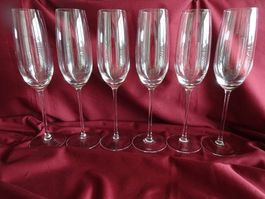 6 Champagnerglas 25cm. Glasi HERGISWIL. NeuPreis Fr.54/Stk.
