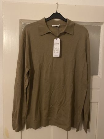 Hessnatur Langarm Poloshirt 100% Wolle Gr 56