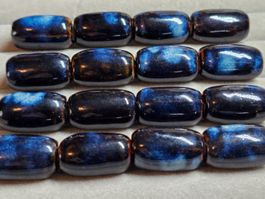 16x Keramik Zwischen Fass Zylinde Olive Kette Basteln Perlen