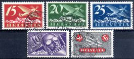 5 FLUGPOSTMARKEN GESTEMPELT GLATTES PAPIER - EM 471