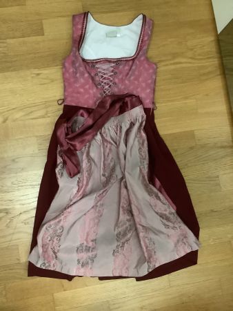 Tracht Dirndl Landhaus rosa rot gemustert Grösse 42 midi