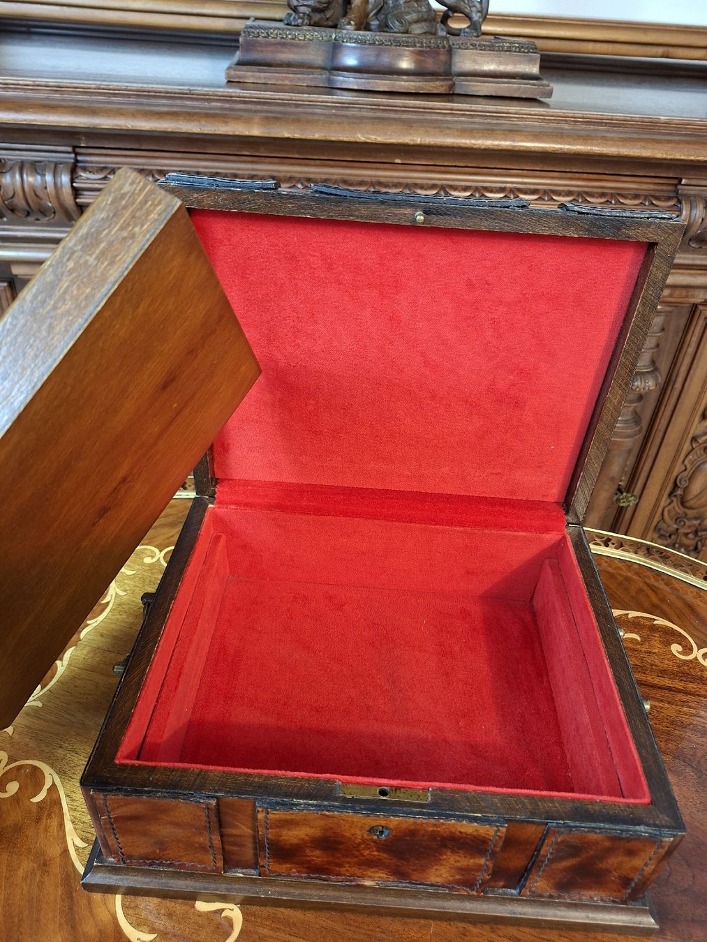 Barattoli: Antike Schmuckschatulle Leder rot Samt Schatulle – Usato da Steffisburg venduto da ZeitReise_ 4