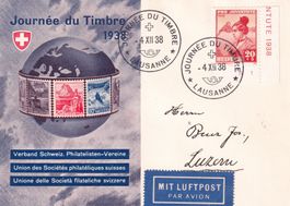 Tag der Briefmarke 1938 Basel-Lausanne-Lugano 4.12.1938