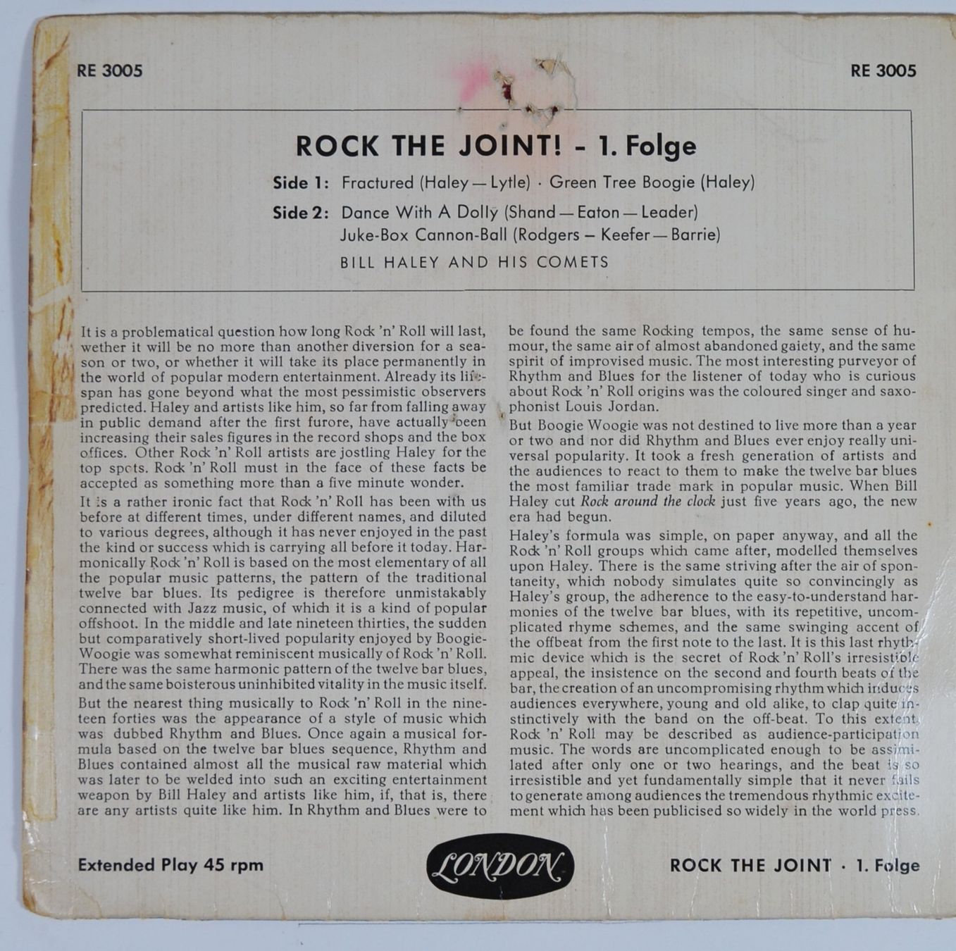 Dischi in vinile: EP: BILL HALEY & his Comets - Rock The Joint! – Nuovo (secondo la descrizione) da Frenkendorf venduto da Yard-Sale-2000 1