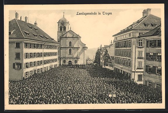 Ansichtskarten: Trogen, Platz mit Landsgemeinde u. Kirch – Gebraucht aus Berlin von bartko-reher