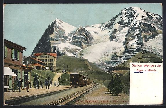 Cartes postales: AK Wengernalpbahn, Station mit Personal – D'occasion à Berlin par bartko-reher