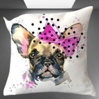 🐶 Lustiger French Bulldog Kissenbezug: Pink Polka Dot! 🌟💫