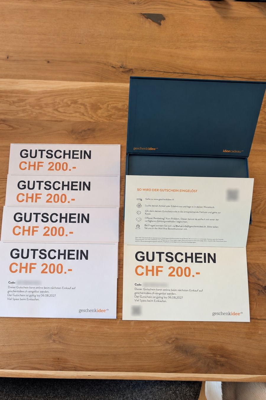 Bons: 5x CHF200.- Geschenkidee.ch – Neuf avec emballage d'origine à Felben-Wellhausen par michael_jackson01