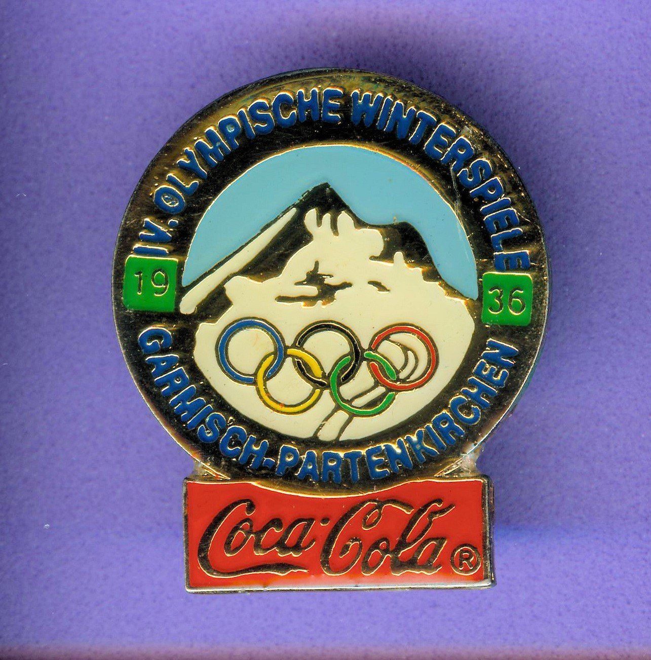 Coca-Cola Placchette & Badge: Cola  Winter-Olympiade  GARMISCH 1936 – Usato da Winterthur venduto da Sammleroase