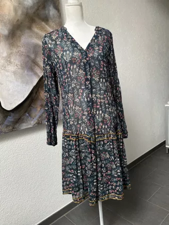 Nile Kleid Neu Blumenmuster Viskose dunkelblau Gr S neu