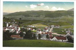 Gais (AR) Blick auf Kirche - Schulhaus - Bahnhof - 1915