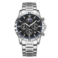 ⌚ Herrenuhr-Quarzuhr Silber/Schwarz/Blau Edelstahl NEU