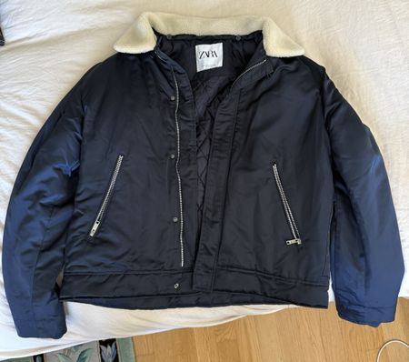 Zara Bomber Jacket XL Navy Blue