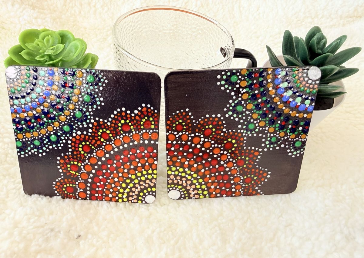 Sottobicchieri: Handmade Dot Mandala Coaster Set, Unique Home Decor!(2pcs) – Nuovo e nell'imballaggio originale da Opfikon venduto da aka_xl7l