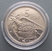 SPANIEN - 5 PESETAS 1957*75  UNZIRKULIERT IN MUENZKAPSEL