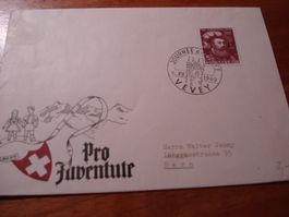 Brief Tag der Briefmarke 1949, Vevey, Juventute-Umschlag
