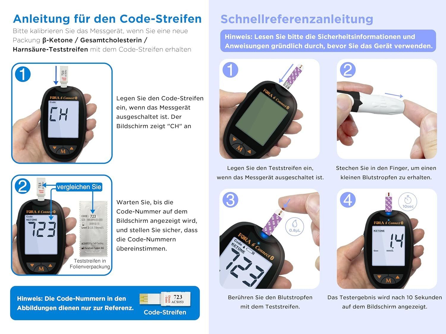 Attrezzature mediche: Fora 6 Connect Gesamtcholesterin-Messgerät & 10 Teststreifen – Nuovo e nell'imballaggio originale da St. Gallen venduto da ForaCare 4