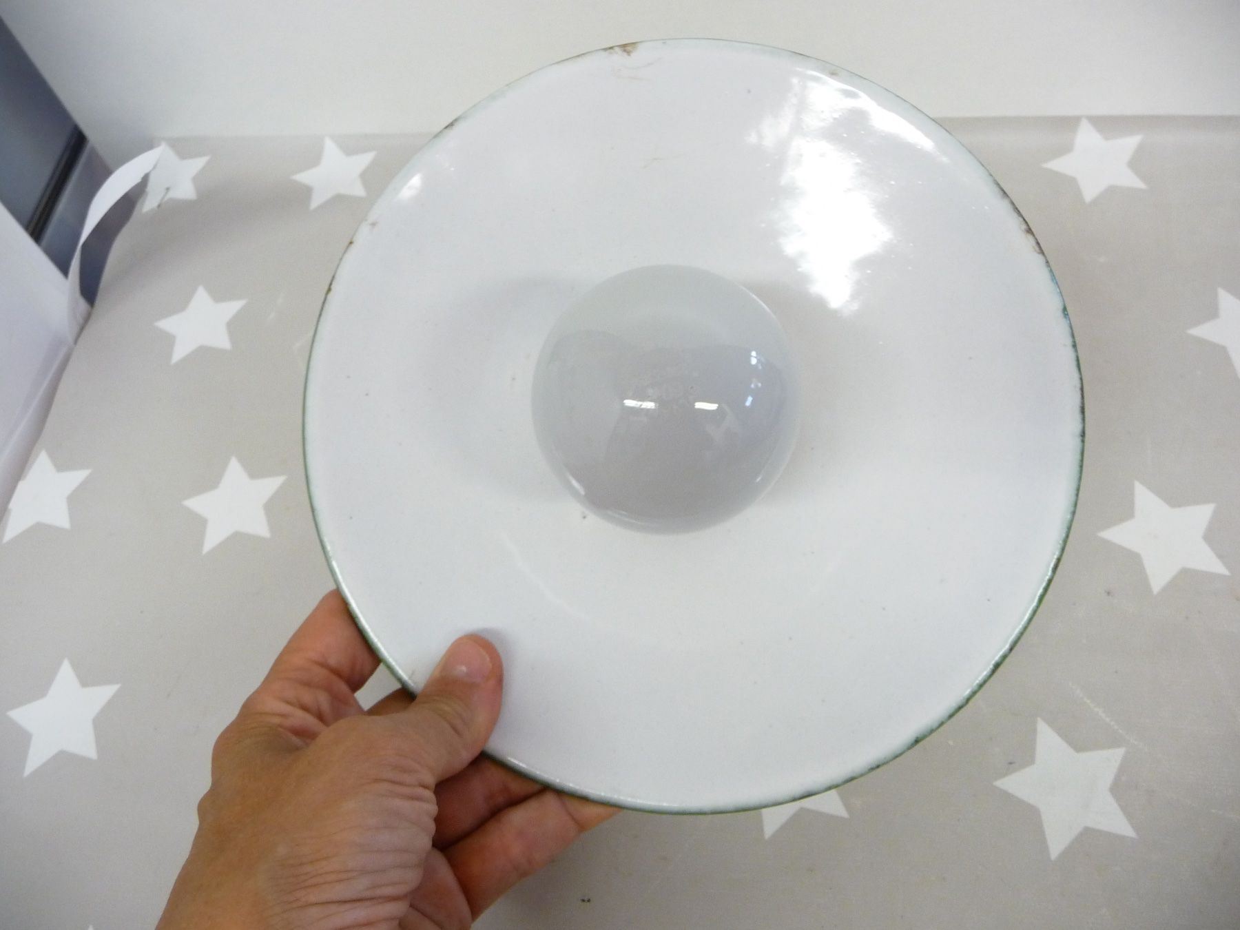 Lampen: alte Emaille Lampe grün / weiss – Gebraucht aus Rafz von Powacaddy 3