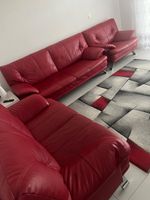 Ledersofa rot Leder Wohnzimmersofa guter Zustand