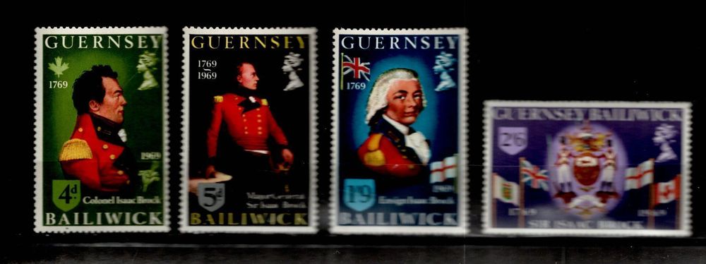 Briefmarken GB - Guernsey 24-27 Komplette Ausgabe ** MNH 1969, 200. Geburtstag Isaac Brock