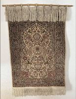 Edler Orient-Gebetsteppich handgeknüpft  Wandteppich 70x50cm
