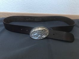 Ceinture Tom Tailor Vintage en cuir marron - Taille 87-102cm