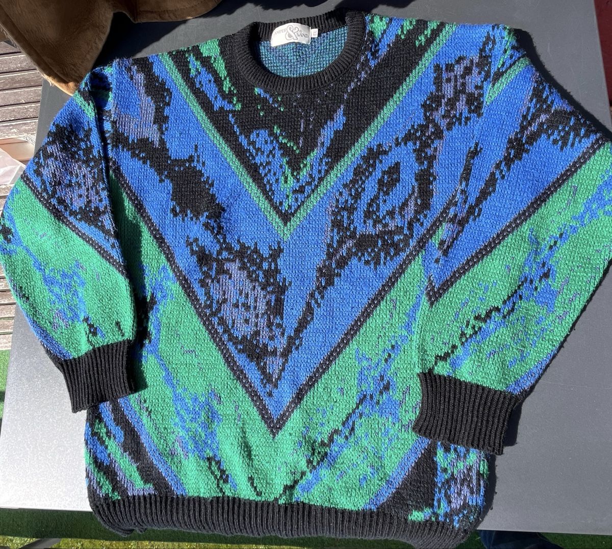 Maglioni & Felpe: Vintage Strickpullover Ampersand – 80s/90s Pattern, L/XL – Usato da Zürich venduto da Hypera