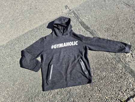 Kapuzenpullover Gymaholic Athletics dunkelgrau Grösse L