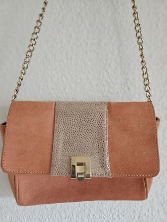 Abricot farbene Handtasche aus Echtleder von Minell