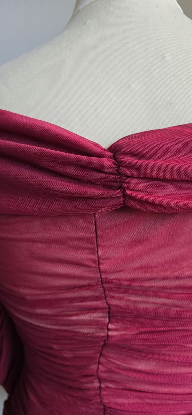 Shein Vestiti: Robe bordeaux drapée élégante, manches longues, taille XS – Nuovo (secondo la descrizione) da Genève venduto da Saleena 8