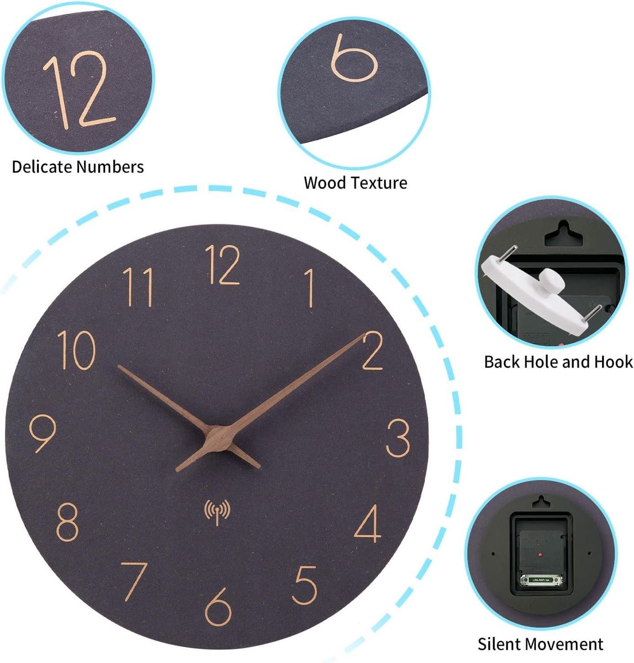 Orologi da terra & Orologi da parete: Funkuhr Ohne Tickgeräusche 30cm schwarz – Nuovo e nell'imballaggio originale da Nuglar venduto da SaleRitter 4