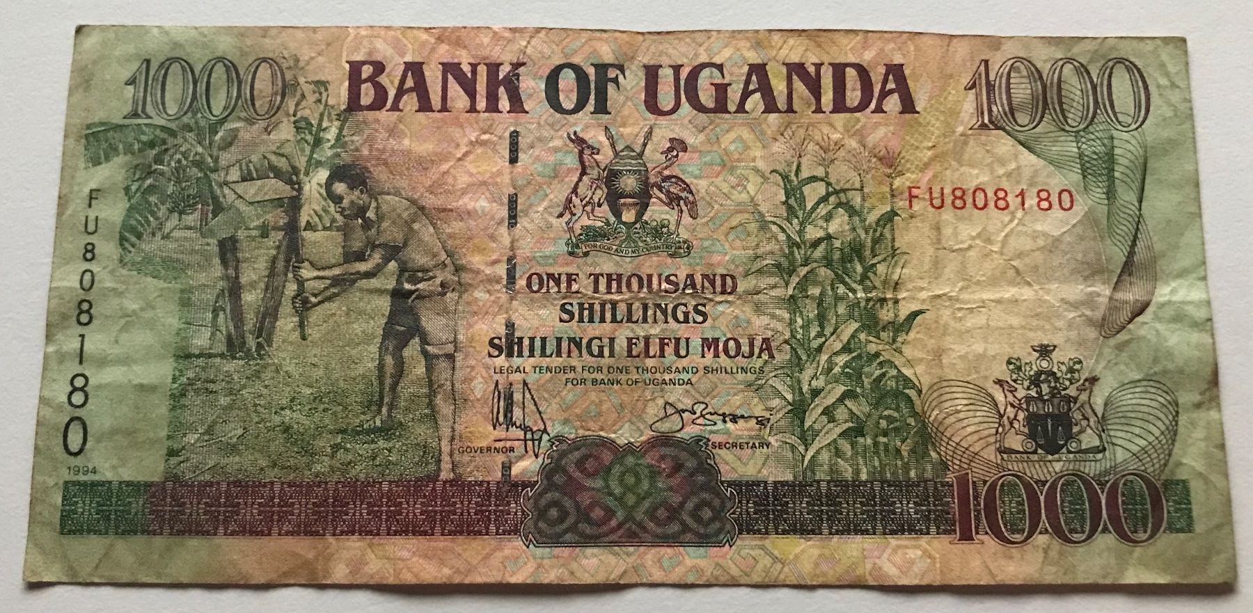 Banconote: Uganda 1000 Shilingi 1994 – Usato da Algetshausen venduto da Carrhard