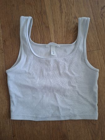 H&M Débardeur côtelé blanc taille XS, wide straps top