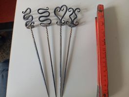 4 Metall Spiessli, Handarbeit